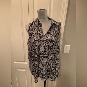 Michael kors ladies black/white sleeveless blouse